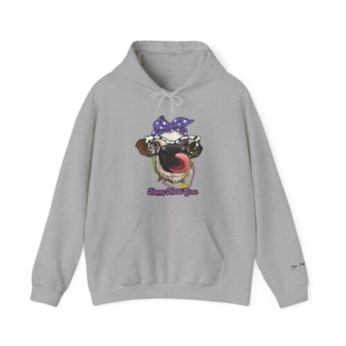 Mardi Gras Cow Party Time Unisex Heavy Blend Hooded Sweatshirt, Mardi Gras Holiday, Fat Tuesday Hoodie, Louisiana Holiday