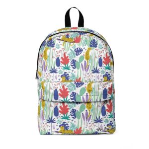 Yellow Cheetah Tropical Blue Green Flora Unisex Classic Backpack - front View