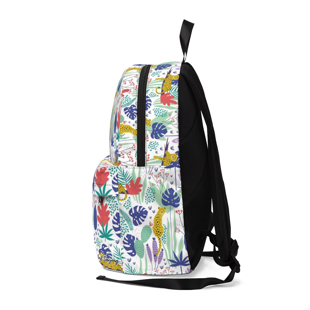 Yellow Cheetah Tropical Blue Green Flora Unisex Classic Backpack - Left Side View