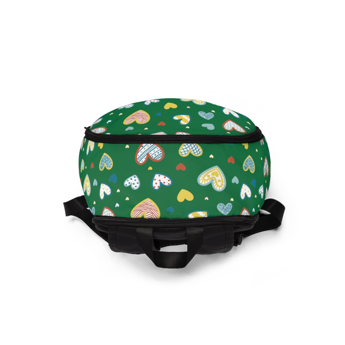 Rainbow Heart Colors Dark Green Unisex Fabric Backpack for School Travel Grandma's House - Image 4