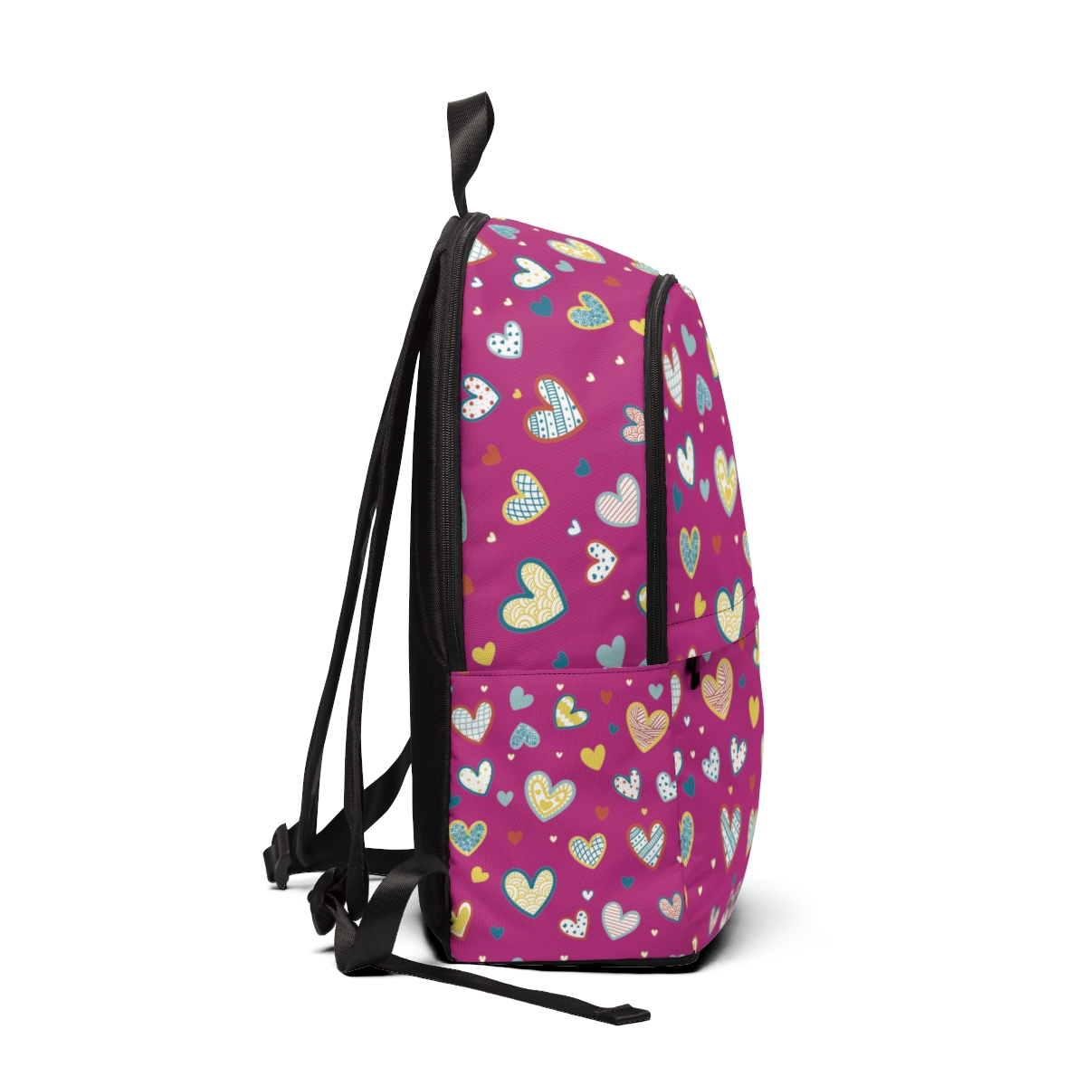 Rainbow Heart Colors Pink Unisex Fabric Backpack for School Travel Grandma's House - Image 2