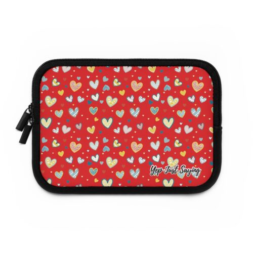 Rainbow Heart Colors Red Laptop Sleeve Design for School, On The Go Business Travel, Best All Around Computer Tablet Gift