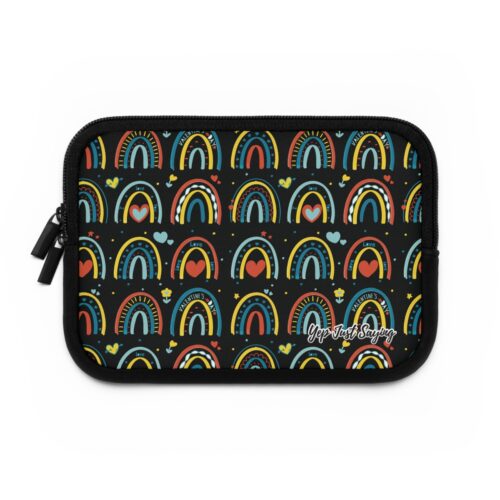 Boho Rainbow Colors Black Laptop Sleeve
