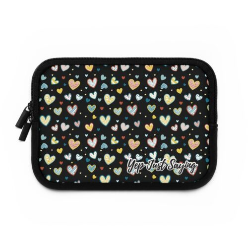 Rainbow Heart Colors Black Laptop Sleeve