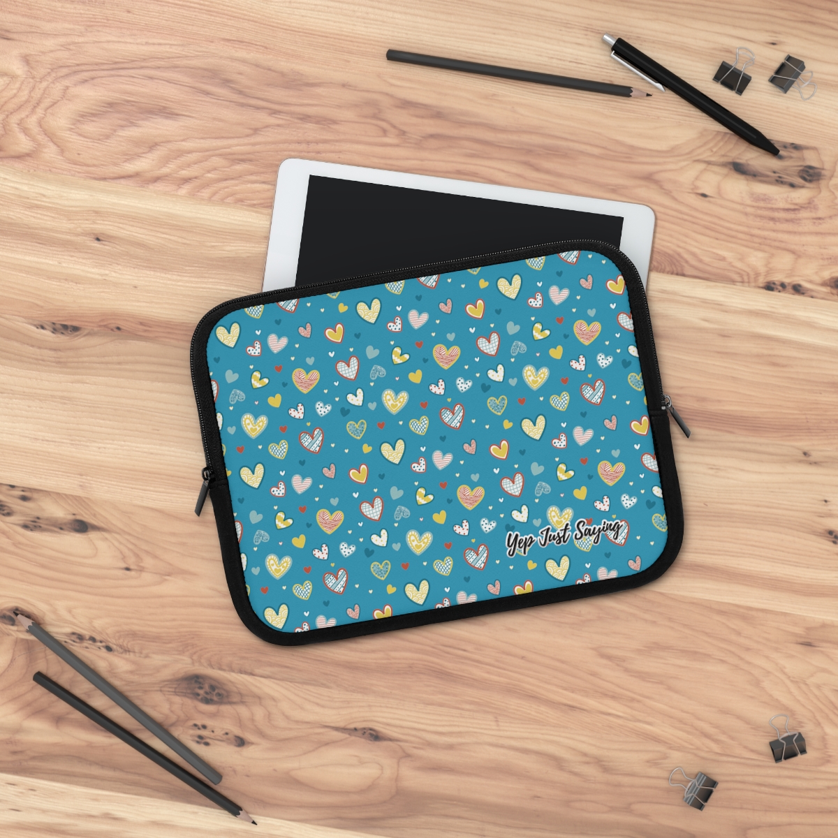 Rainbow Heart Colors Turquoise Laptop Sleeve