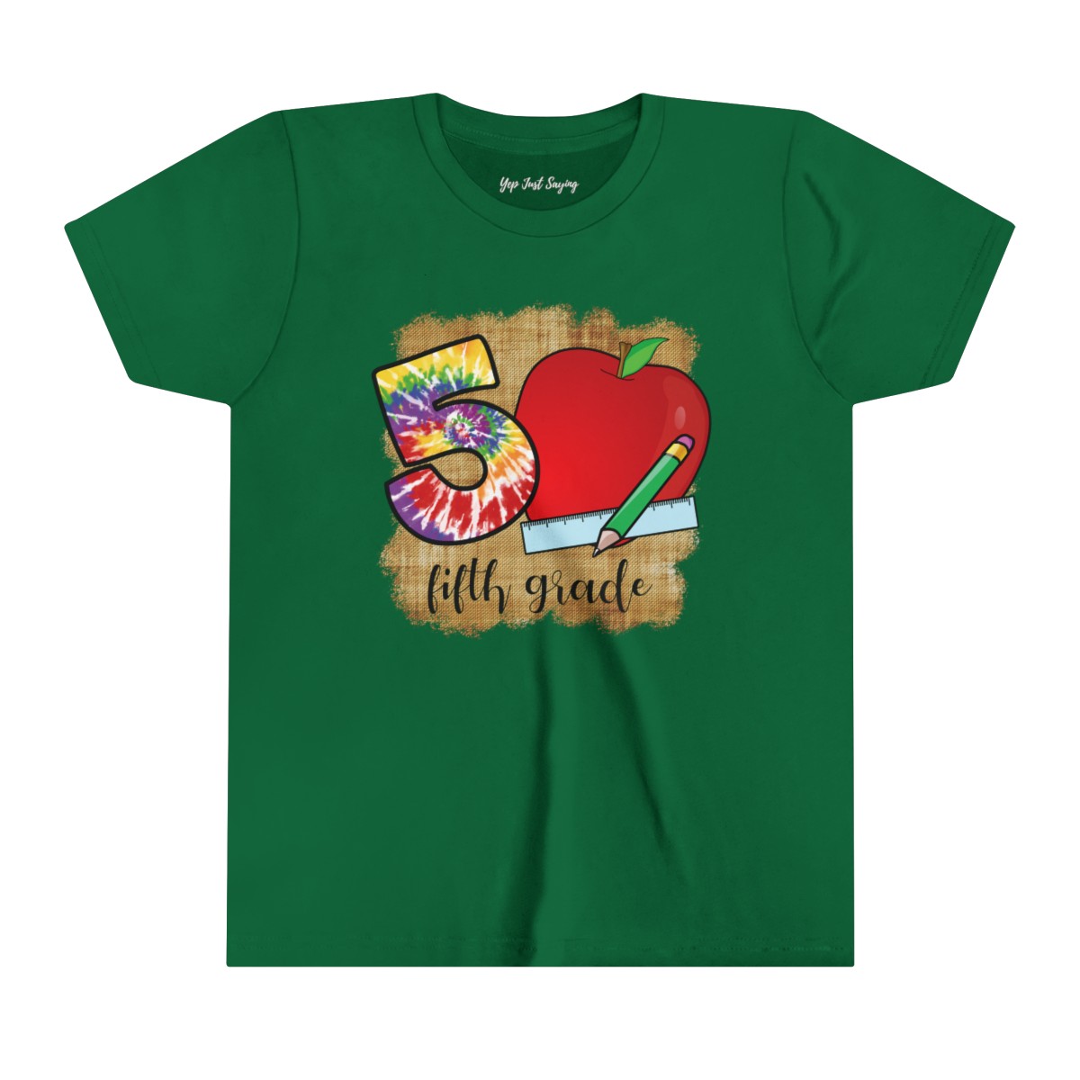 Fifth Grade Apple youth short sleeve tee - Kelly Green