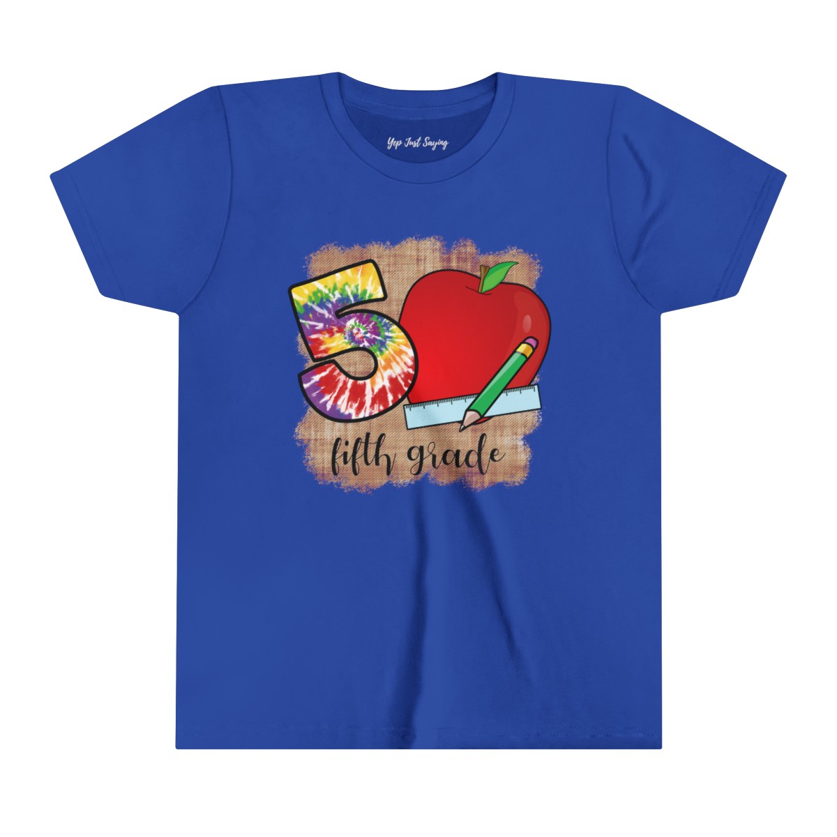 Fifth Grade Apple youth short sleeve tee - True Royal Blue