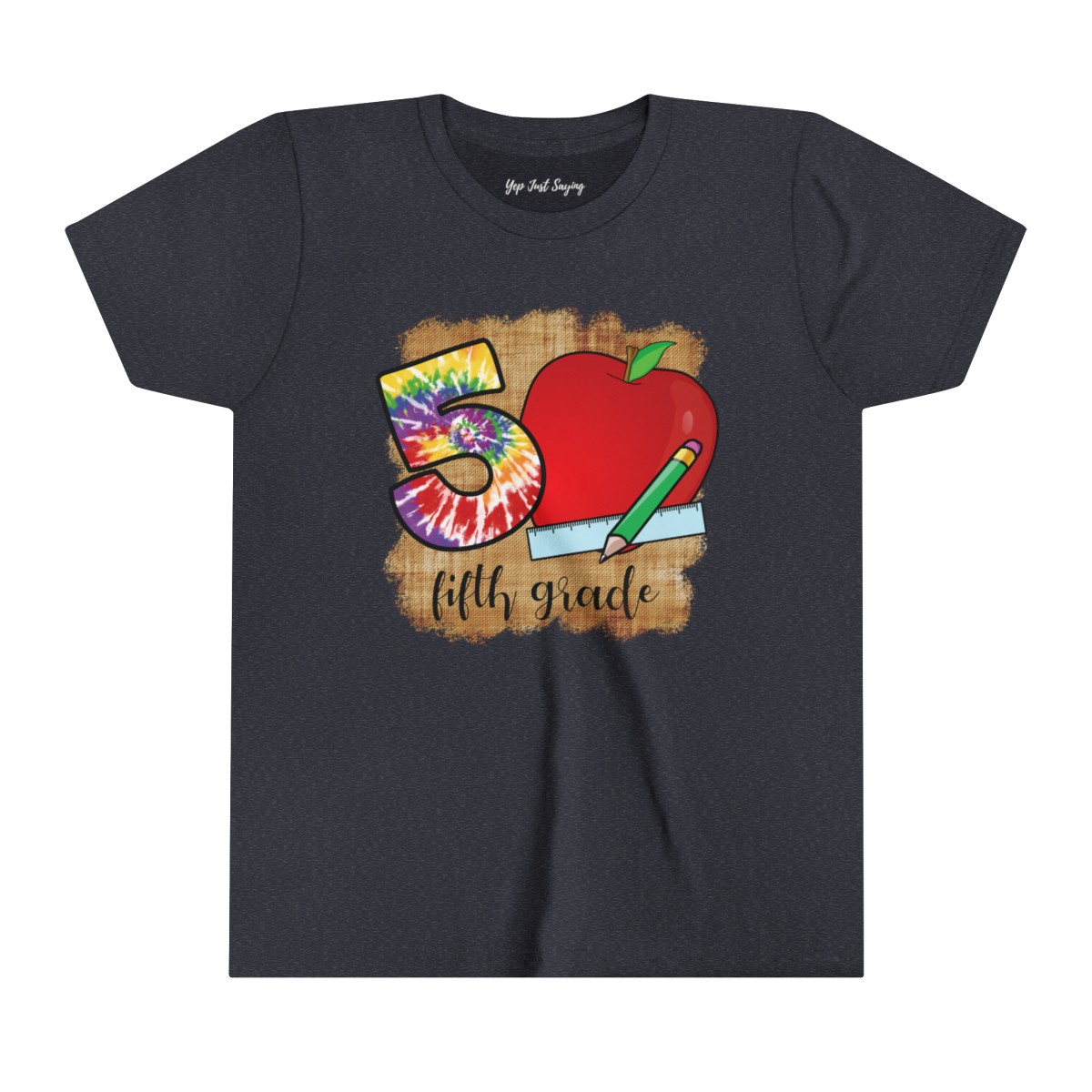 Fifth Grade Apple youth short sleeve tee - Heather Navy