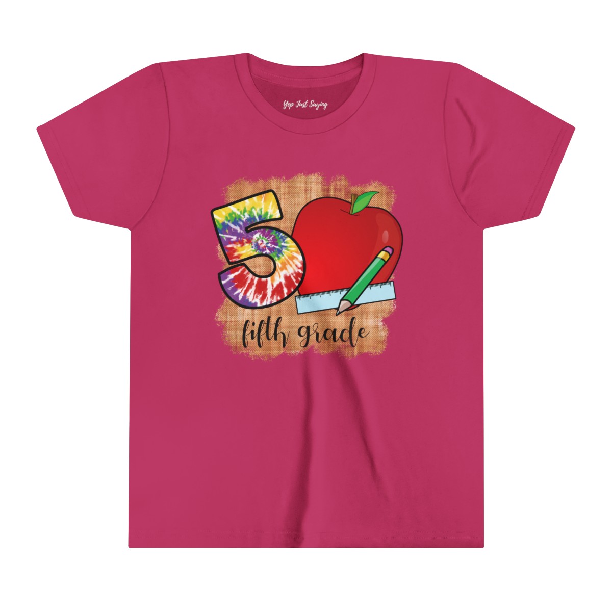 Fifth Grade Apple youth short sleeve tee - Berry