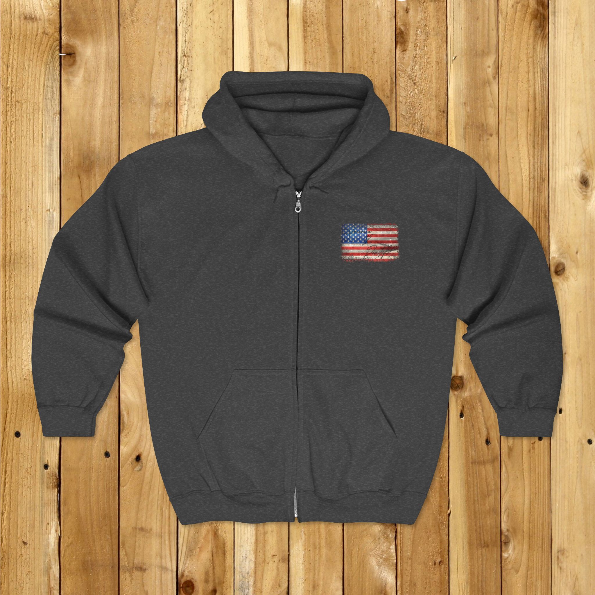 USA Flag Unisex Heavy Blend™ Full Zip Hooded Sweatshirt - Image 9