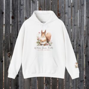 When Snow Fall Hooded Sweatshirt, Cute Squirrel Playing in the Snow