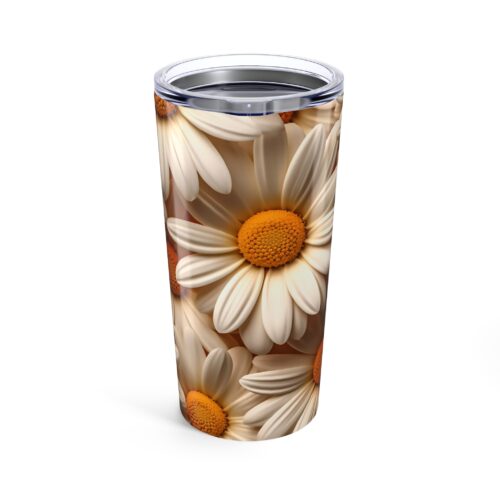 White Daisy 3-D Flower Tumbler 20oz