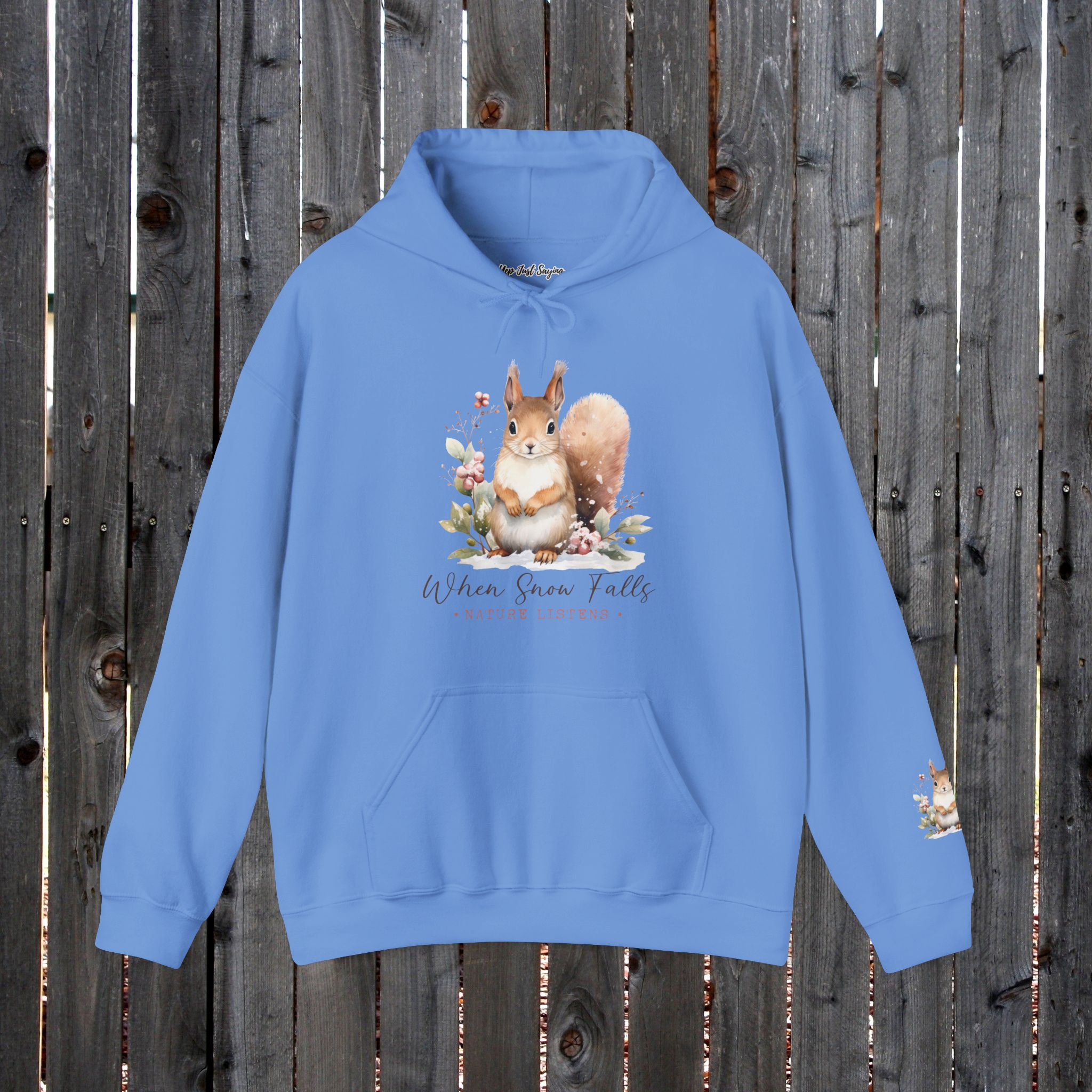 When Snow Fall Hooded Sweatshirt, Cute Squirrel Playing in the Snow - Image 17