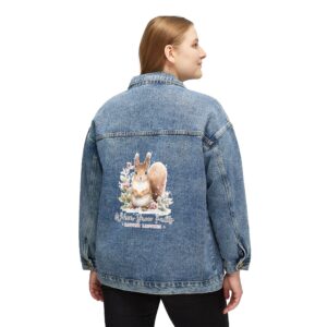 Cute Squirrel Playing In The Snow Women's Denim Jacket,