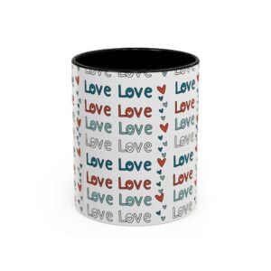 Black - Love Hearts Accent Mug (11, 15oz)
