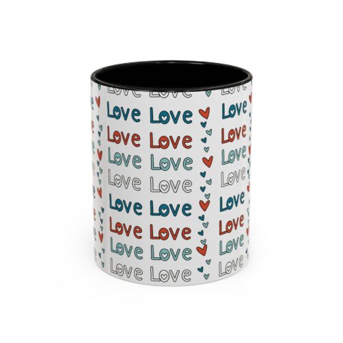 Black - Love Hearts Accent Mug (11, 15oz)
