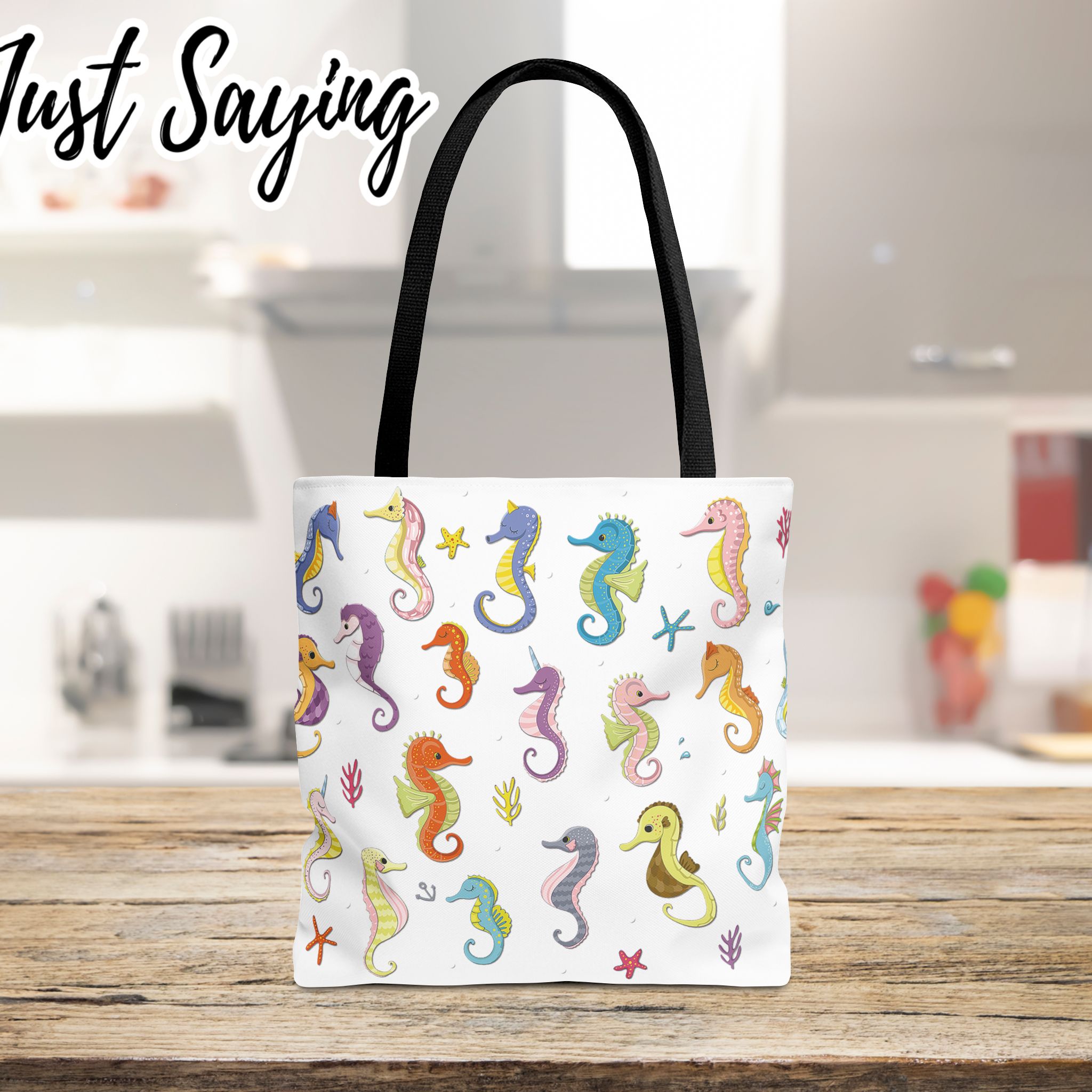 Beautiful Seahorses Tote Bag, Grocery Shopping On The Go Travel Strong Durable Over The Shoulder Sack - Image 5