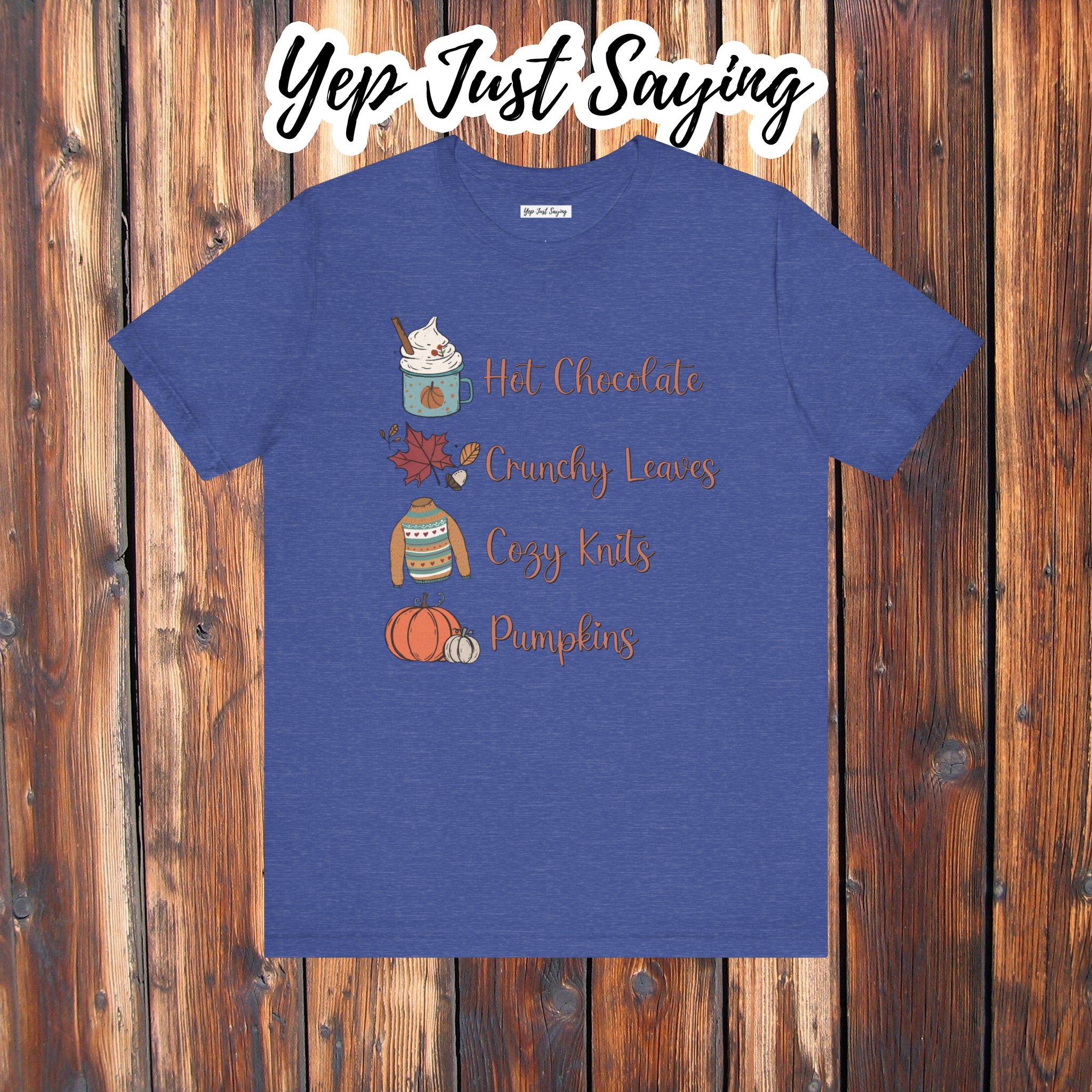 Hot Chocolate Crunchy Leaves Unisex Jersey Short Sleeve Tee, Halloween Party Shirt, Autumn Light Weight Tee - Image 41