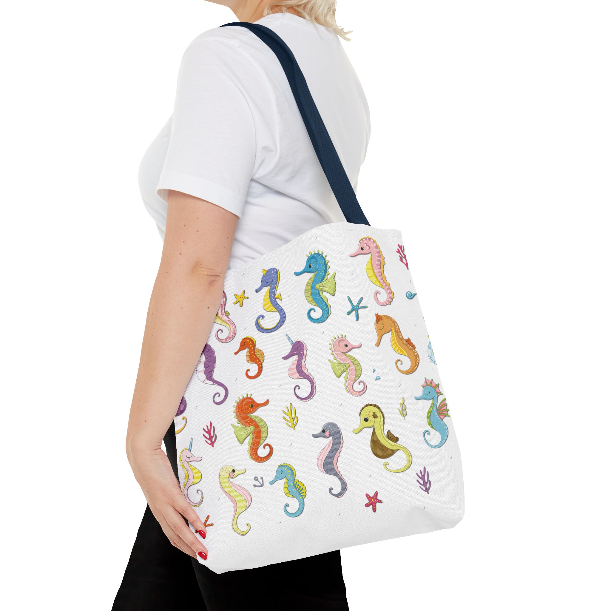 Beautiful Seahorses Tote Bag, Grocery Shopping On The Go Travel Strong Durable Over The Shoulder Sack - Image 56