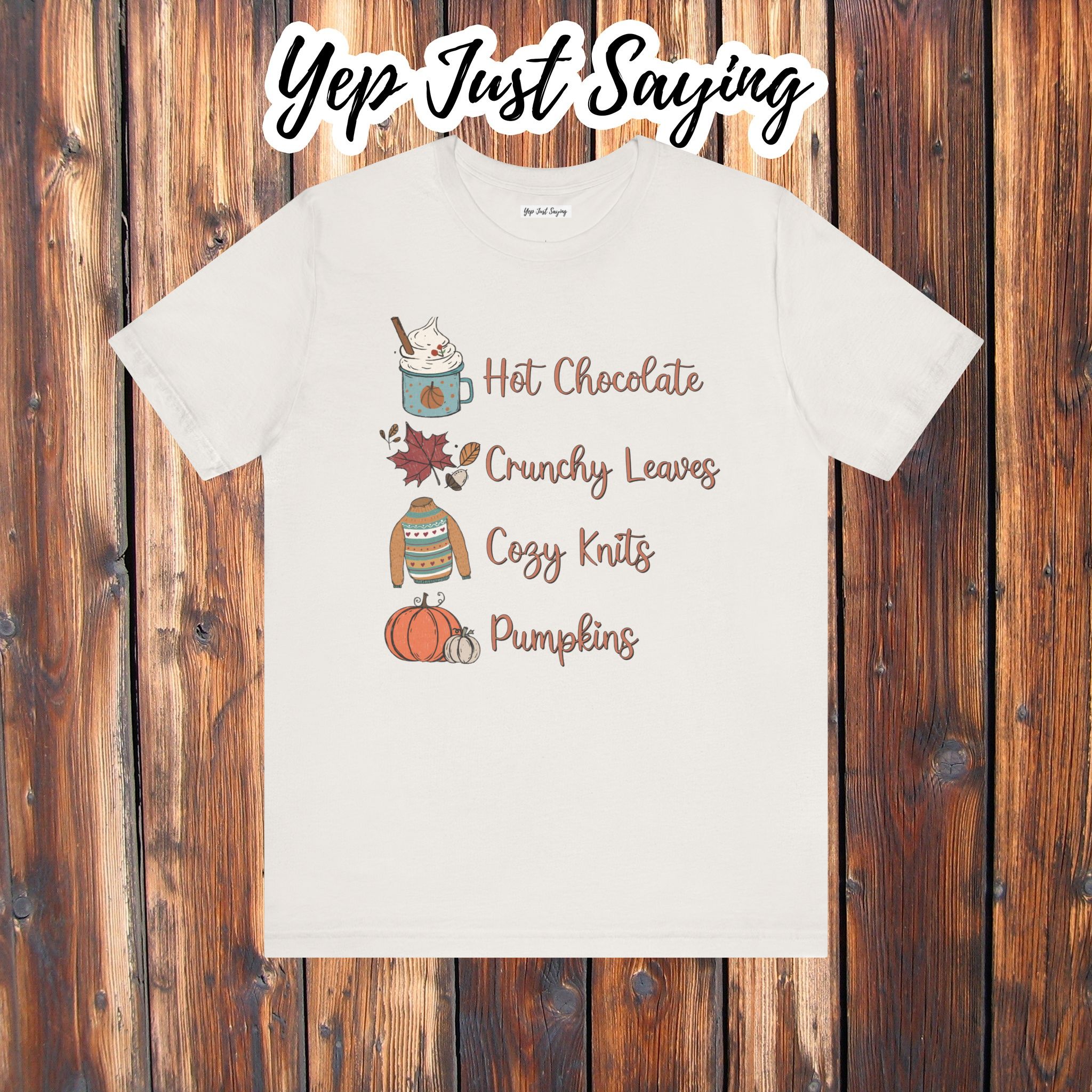 Hot Chocolate Crunchy Leaves Unisex Jersey Short Sleeve Tee, Halloween Party Shirt, Autumn Light Weight Tee - Image 17