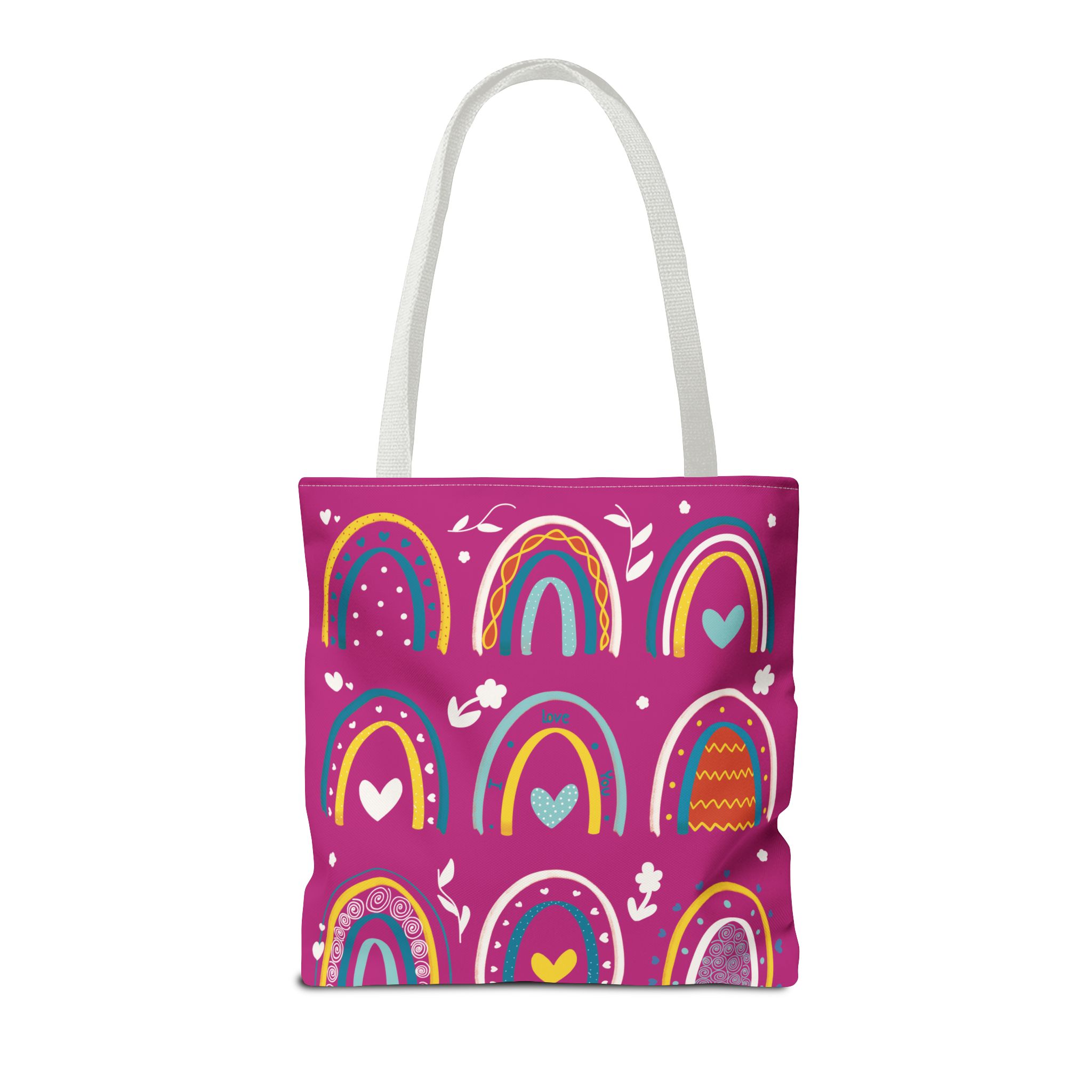 Boho Rainbow Colors Pink Tote Bag All Over Print - Image 30