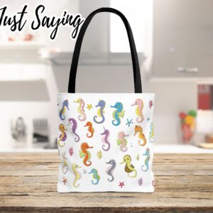 Boho Rainbow Colors White Tote Bag All Over Print