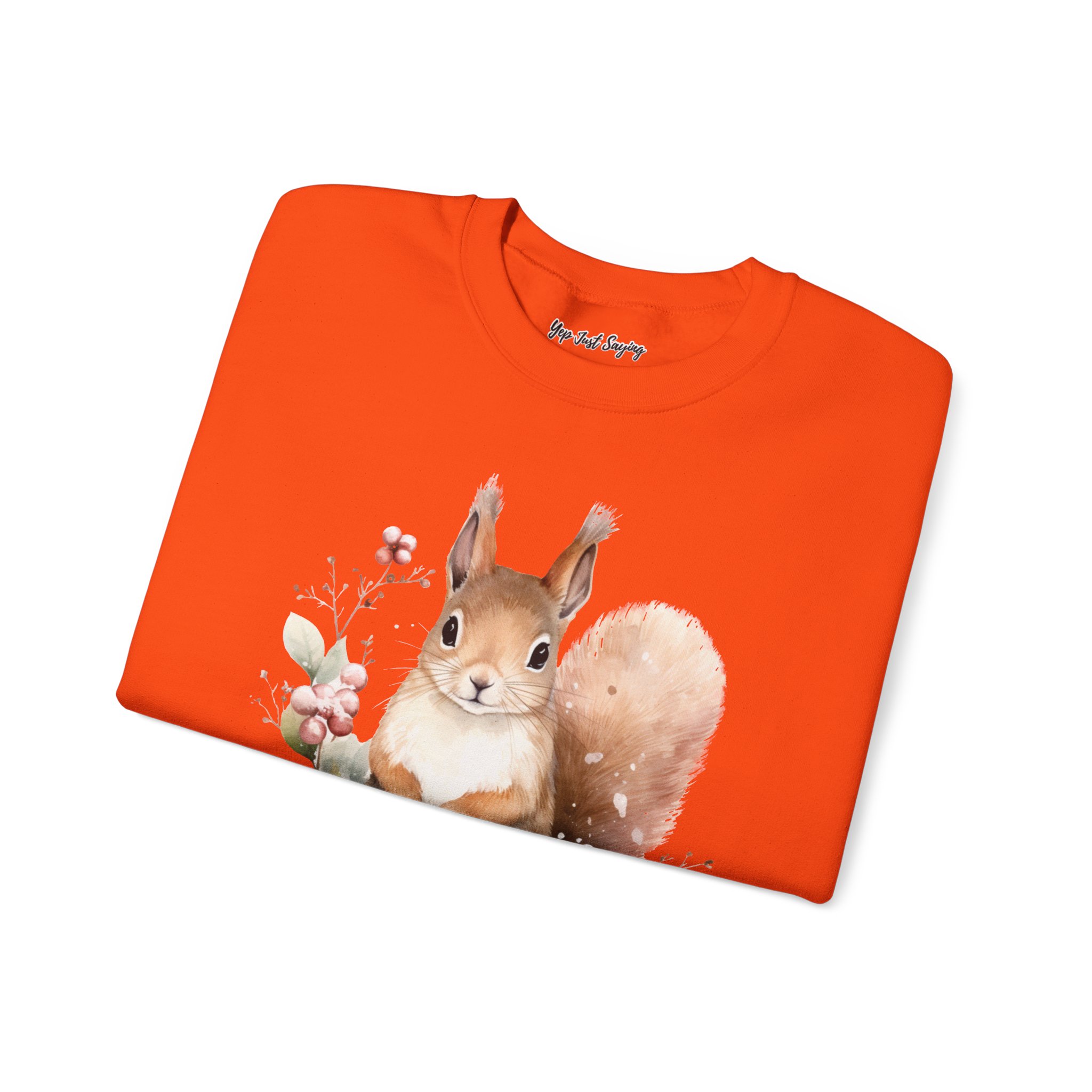 When Snow Falls Unisex Heavy Blend™ Crewneck Sweatshirt, Cute Squirrel Playing in the Snow - Image 31