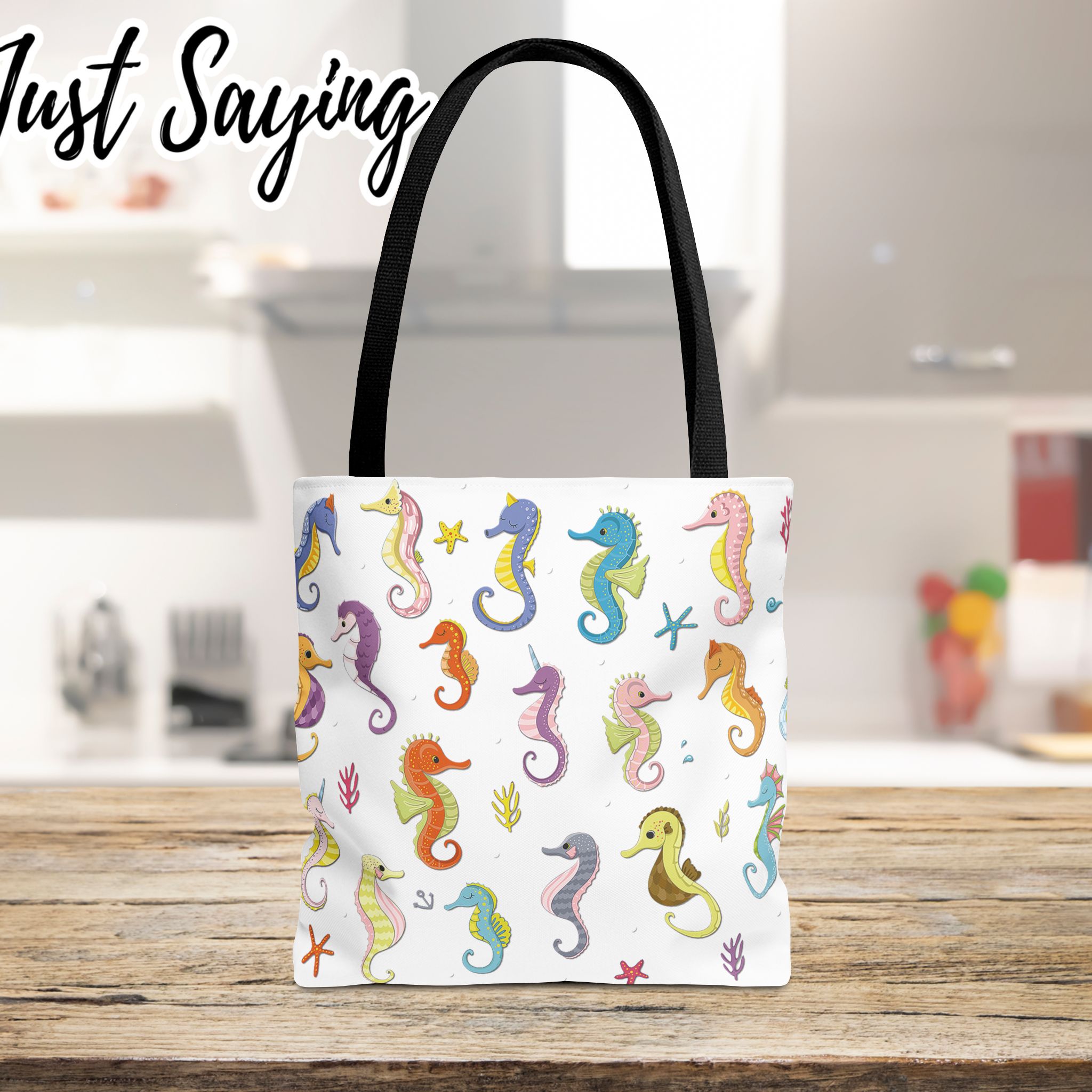 Beautiful Seahorses Tote Bag, Grocery Shopping On The Go Travel Strong Durable Over The Shoulder Sack