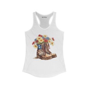Daisies Flag Decorated Worn Military Combat Boots Women's Ideal Racerback Tank