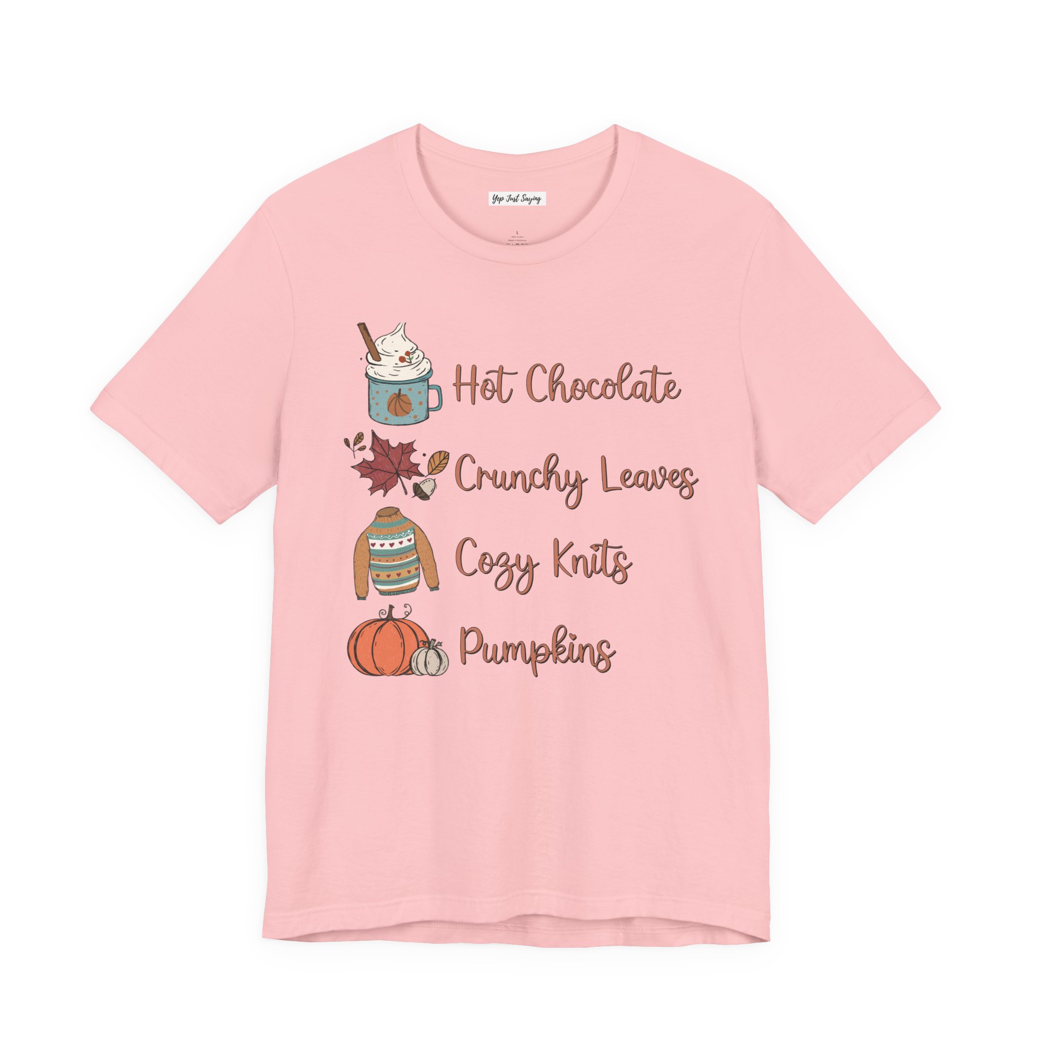 Hot Chocolate Crunchy Leaves Unisex Jersey Short Sleeve Tee, Halloween Party Shirt, Autumn Light Weight Tee - Image 55