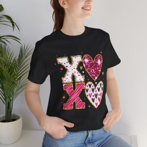 Valentine XOXO Glitter Hearts T-Shirt